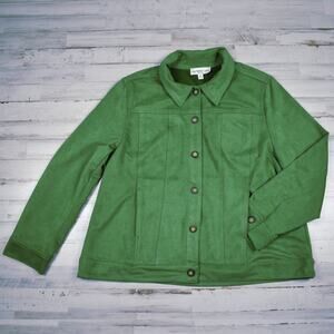 Southern Lady stretchy green stretch knit shirt top shacket size large petite